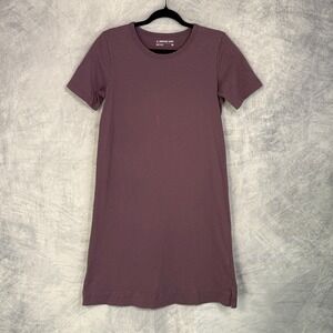 American Giant T-Shirt Dress Women sz XS Purple Cotton Short Sleeve Shift USA